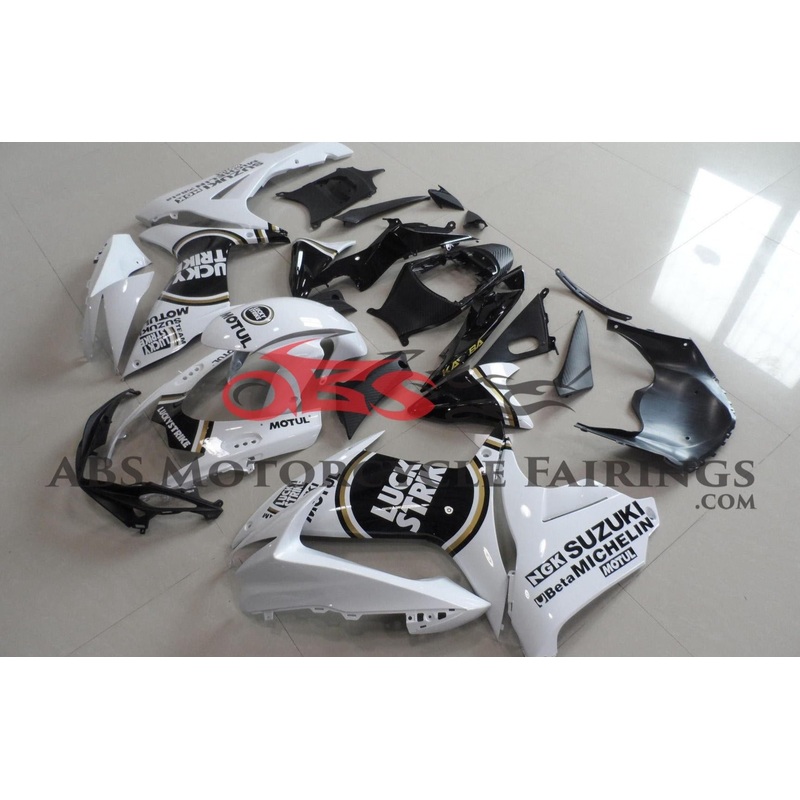 Suzuki GSXR600 (2011-2023) White, Black Lucky Strike Fairings No Seat Cowl No Bolt Kit No Tank