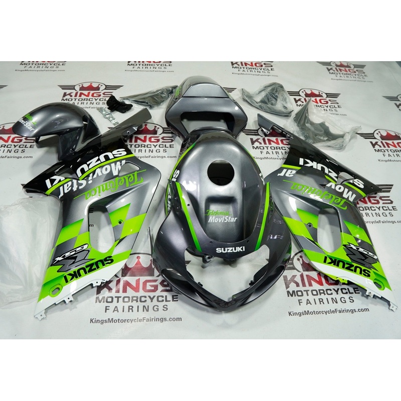 Suzuki GSXR750 (2000-2003) Green, Gray Telefonica Fairings No Seat Cowl No Bolt Kit No Tank