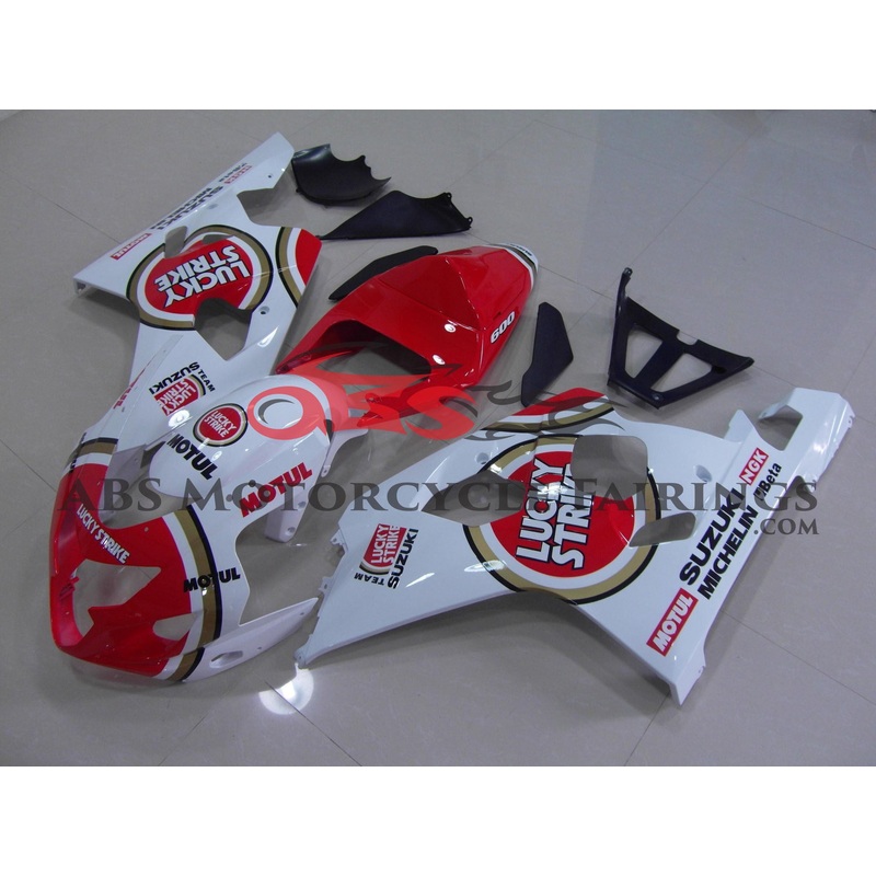 Suzuki GSXR750 (2004-2005) Red & White Lucky Strike Fairings No Seat Cowl No Bolt Kit No Tank