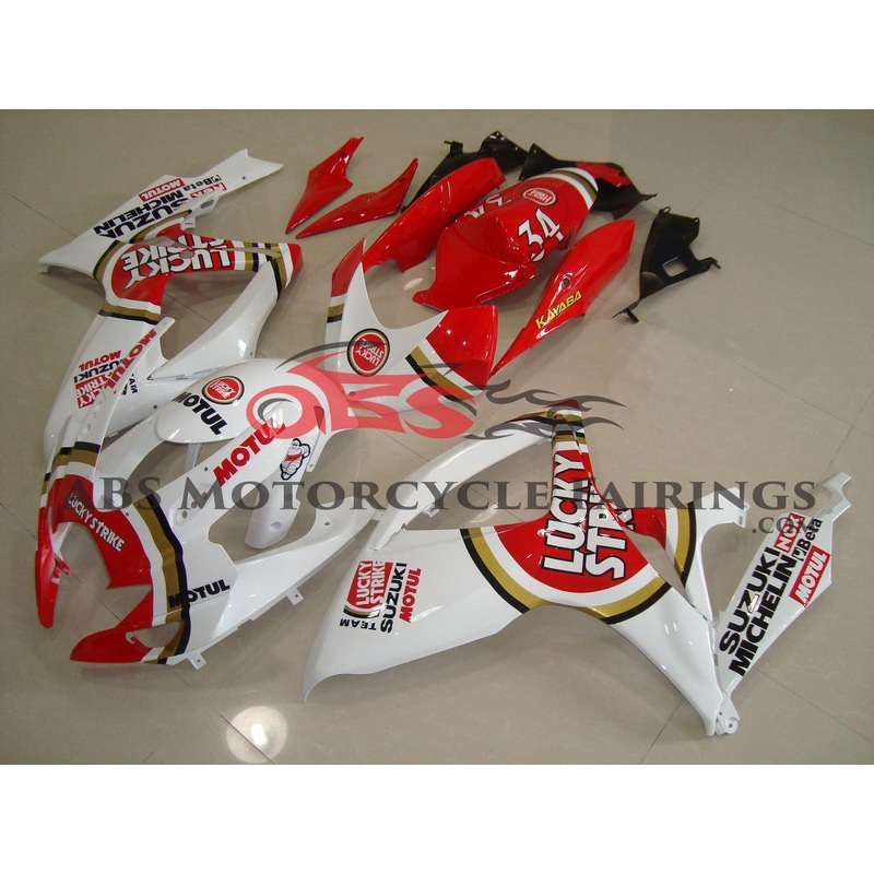 Suzuki GSXR750 (2006-2007) White & Red Lucky Strike Fairings No Seat Cowl No Bolt Kit No Tank