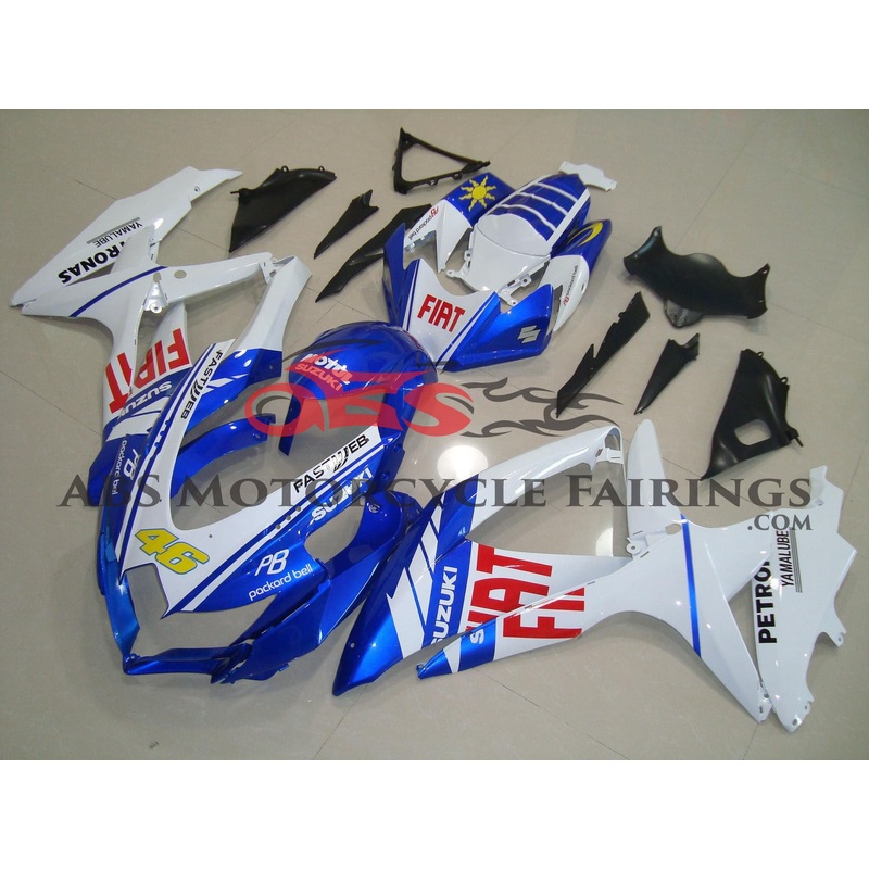 Suzuki GSXR750 (2008-2010) Blue & White Fiat Fairings No Seat Cowl No Bolt Kit No Tank