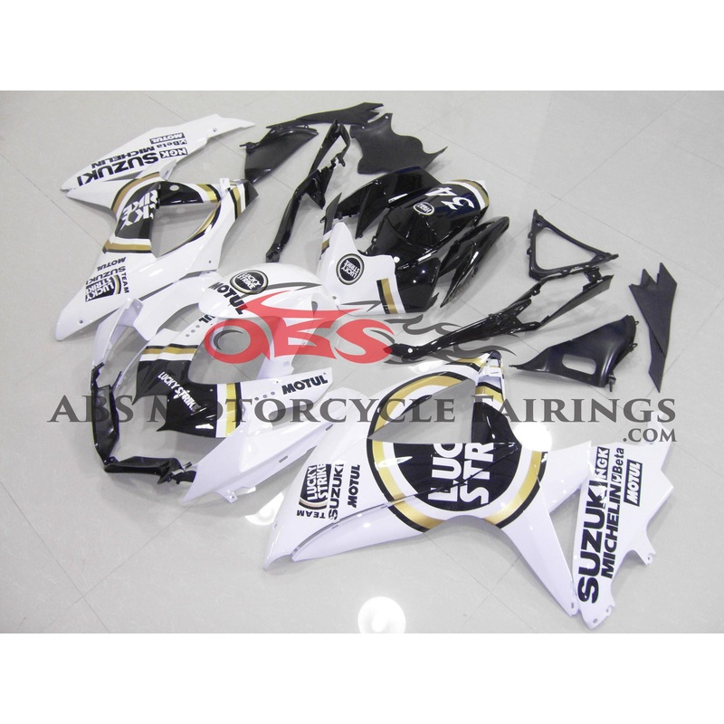Suzuki GSXR750 (2008-2010) White & Black Lucky Strike Fairings No Seat Cowl No Bolt Kit No Tank