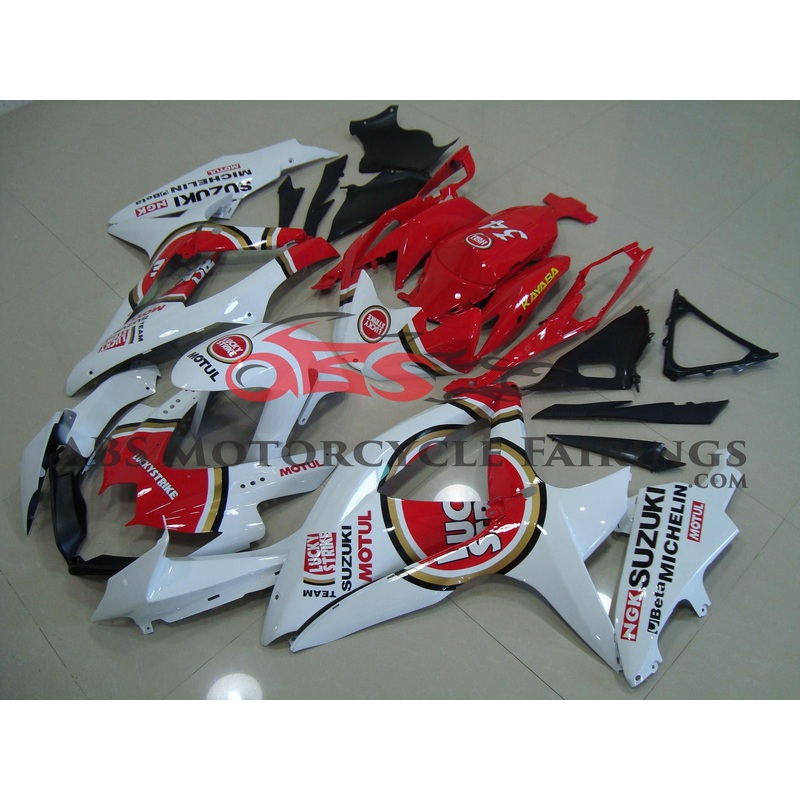 Suzuki GSXR750 (2008-2010) White & Red Lucky Strike Fairings No Seat Cowl No Bolt Kit No Tank