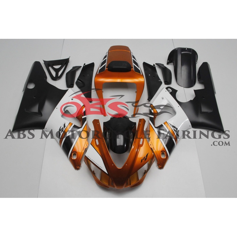 Yamaha YZF-R1 (1998-1999) Bronze, Black and White Fairings Clear Windscreen: Free No Seat Cowl No Bolt Kit