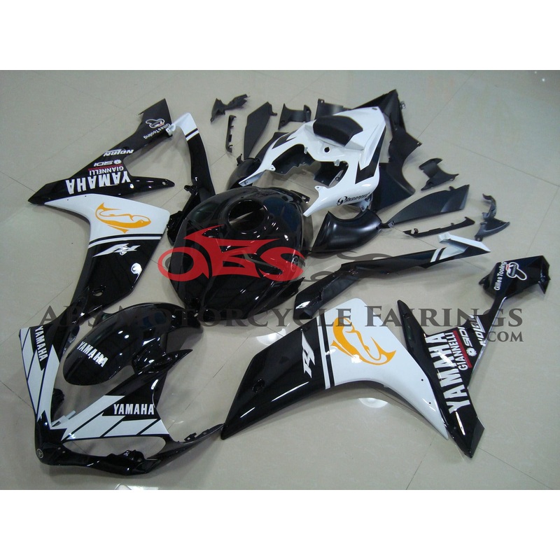 Yamaha YZF-R1 (2007-2008) Black, White & Yellow Fairings No Seat Cowl No Bolt Kit No Tank