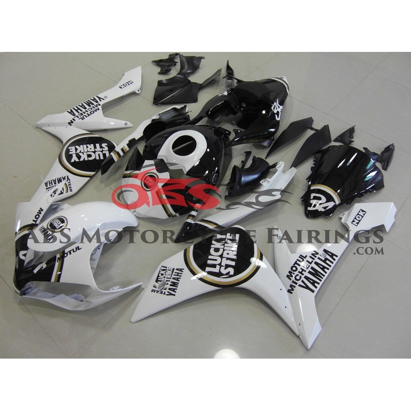 Yamaha YZF-R1 (2007-2008) White, Black & Gold Lucky Strike Fairings No Seat Cowl No Bolt Kit No Tank