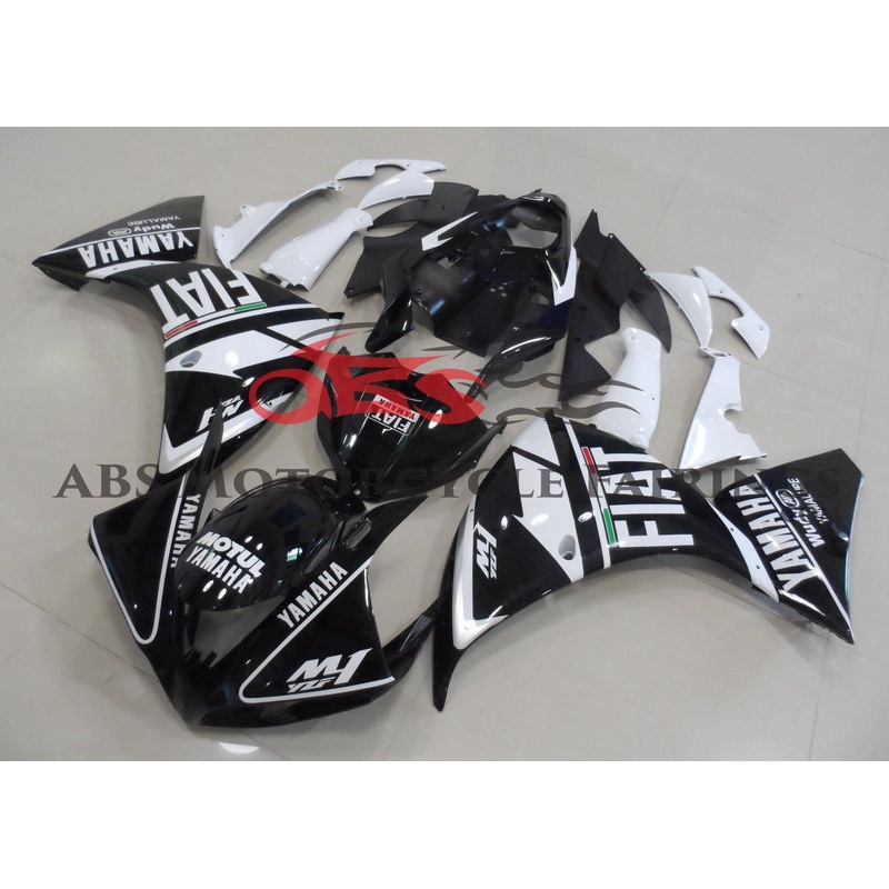 Yamaha YZF-R1 (2009-2011) Black & White FIAT Fairings No Seat Cowl No Bolt Kit No Tank