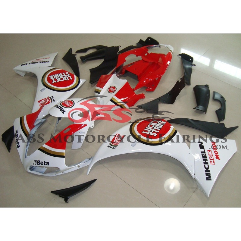 Yamaha YZF-R1 (2009-2011) White, Red & Gold Lucky Strike Fairings No Seat Cowl No Bolt Kit No Tank
