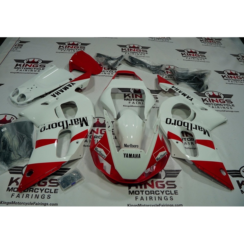 Yamaha YZF-R6 (1998-2002) Red, White Marlboro Fairings Clear Windscreen: Free No Bolt Kit