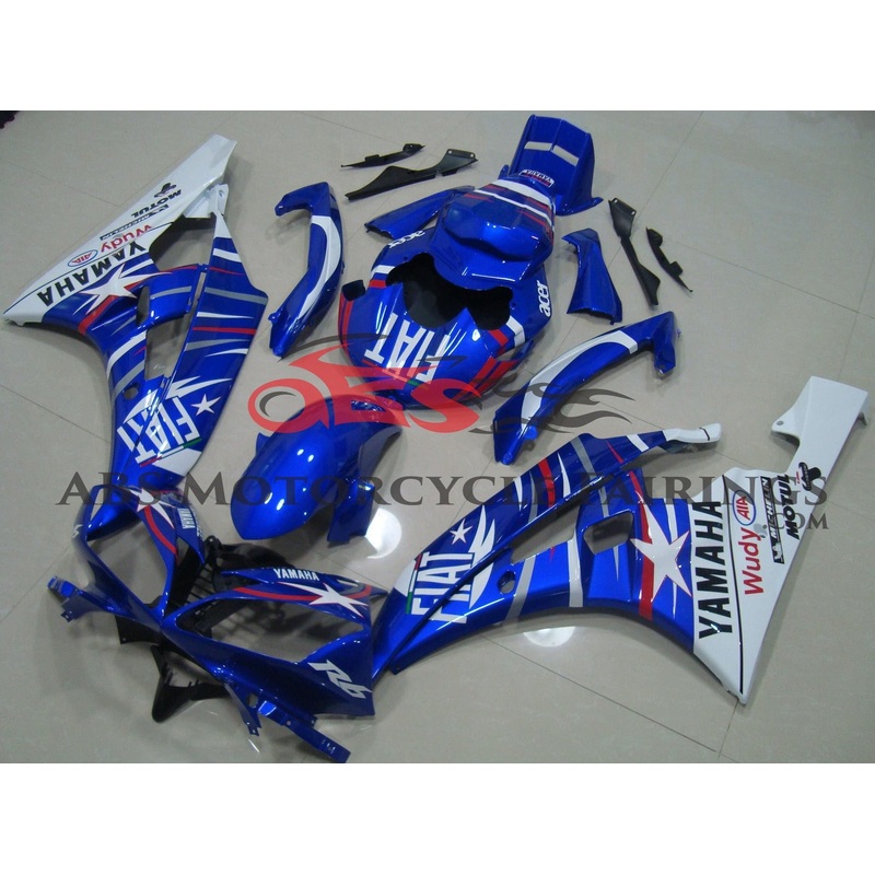 Yamaha YZF-R6 (2006-2007) Blue, White, Red Fiat Star Fairings No Seat Cowl No Bolt Kit No Tank