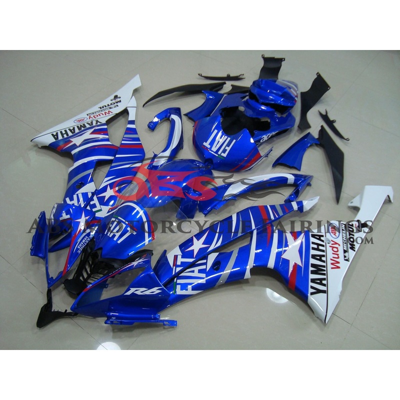 Yamaha YZF-R6 (2008-2016) Blue, Red & White Star FIAT Fairings No Seat Cowl No Bolt Kit No Tank