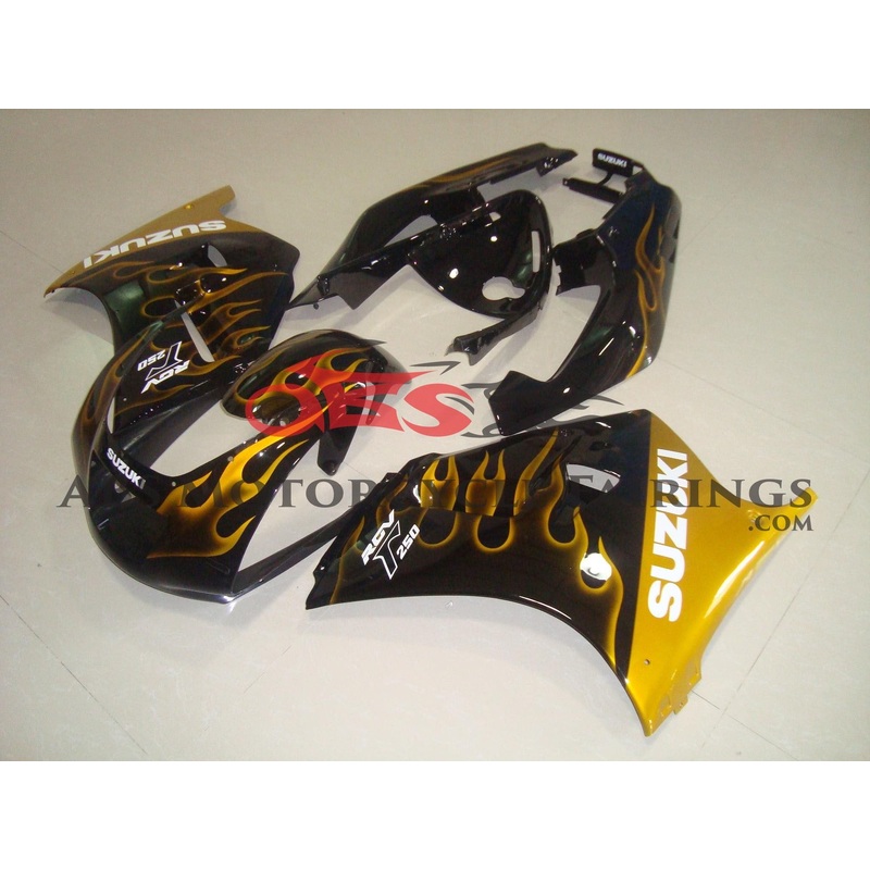 Black with Yellow Flame 1991-1996 Suzuki RGV250 VJ22 Black with Yellow Flame Clear (Injection Mold) Select Bolt Kit