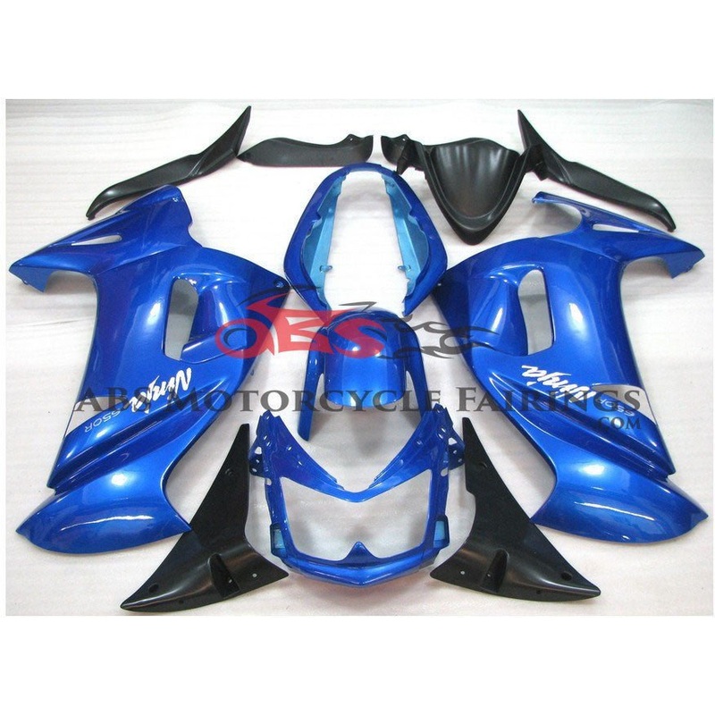 Blue & Black Fairing Kit for 2006-2008 Kawasaki ER6F Blue & Black Clear (Injection Mold) Select Bolt Kit