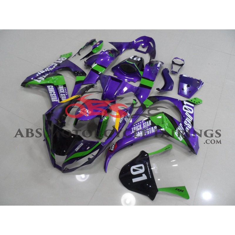 Fairing kit for a Kawasaki Ninja ZX10R (2011-2015) Purple, Green & Black Eva 01 No Seat Cowl No Bolt Kit No Tank