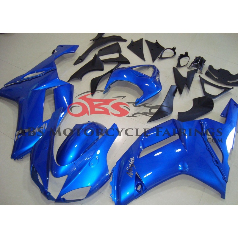 Fairing kit for a Kawasaki Ninja ZX6R 636 (2007-2008) Blue Clear Windscreen: Free No Seat Cowl No Bolt Kit