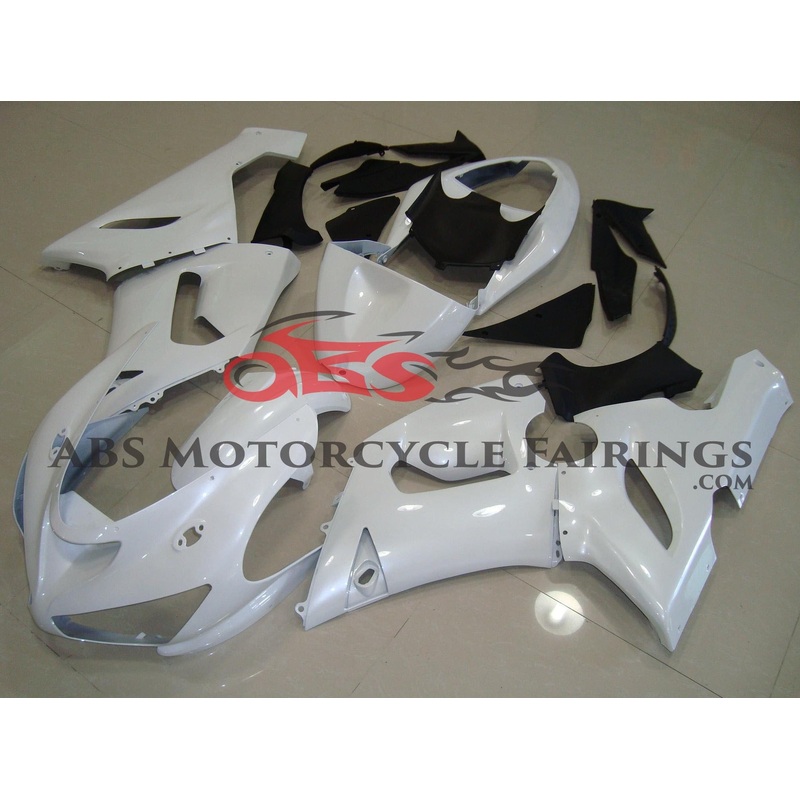 Fairing kit for a Kawasaki ZX6R 636 (2005-2006) White Clear Windscreen: Free No Seat Cowl No Bolt Kit