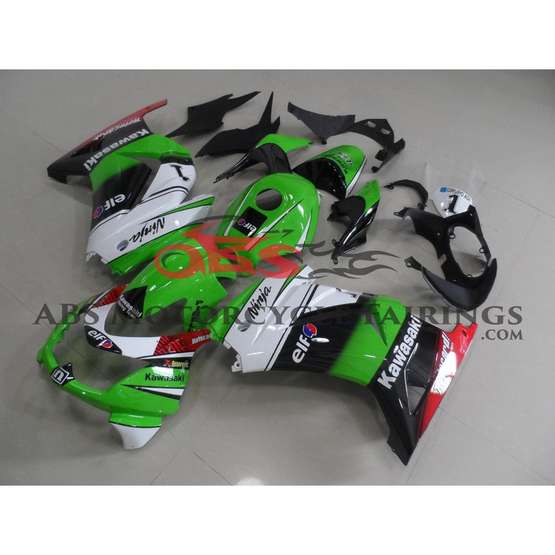 Fairings for Kawasaki Ninja 250R (2008-2013) Green, Black, White, Red ELF No Seat Cowl No Bolt Kit No Tank