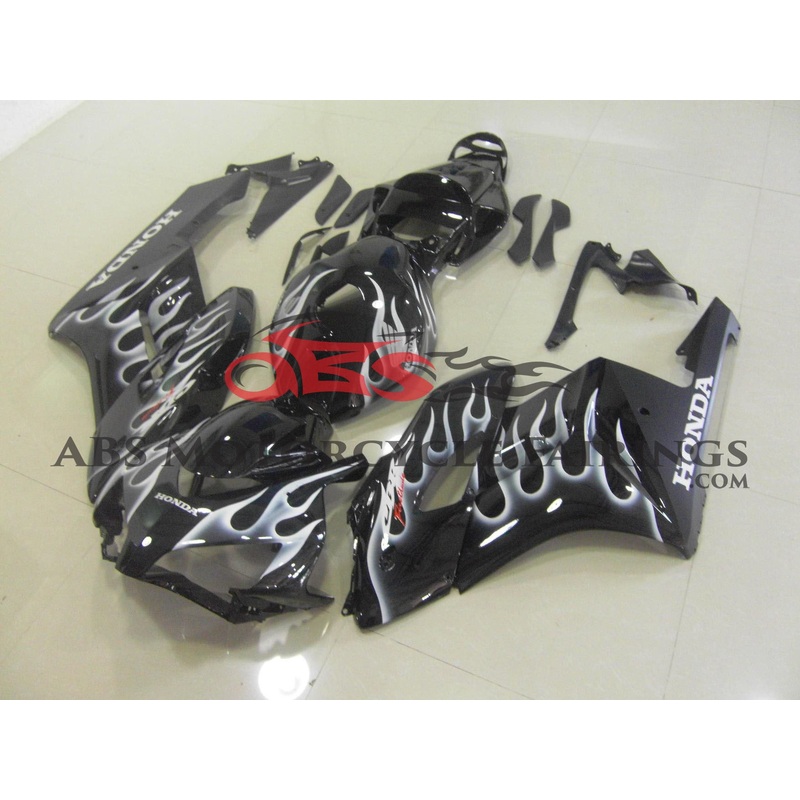 Honda CBR1000RR (2004-2005) Black & White Flame Fairings No Seat Cowl No Bolt Kit No Tank
