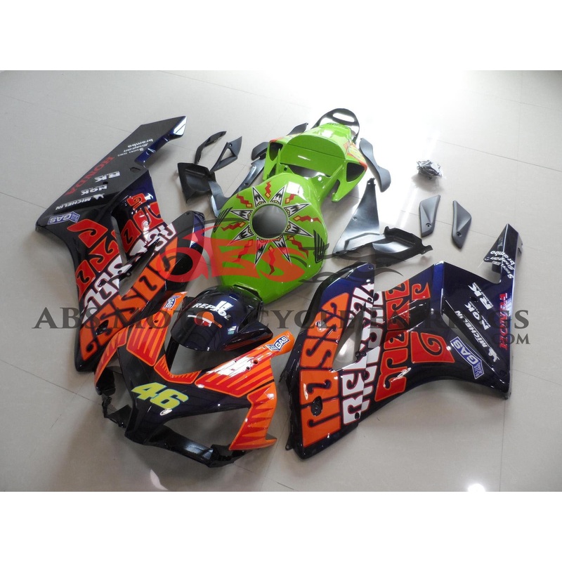 Honda CBR1000RR (2004-2005) Dark Blue, Orange & Green ROSSI Fairings No Seat Cowl No Bolt Kit No Tank