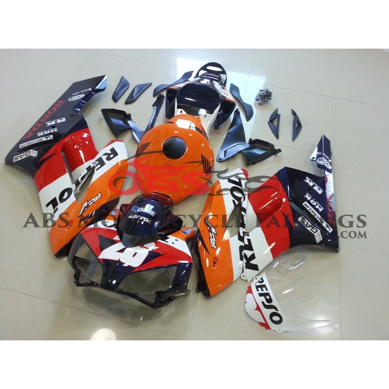 Honda CBR1000RR (2004-2005) Orange & Dark Blue Repsol RCV Fairings No Seat Cowl No Bolt Kit No Tank
