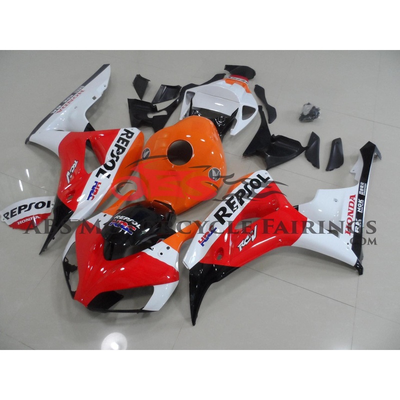 Honda CBR1000RR (2006-2007) Red, White & Orange Repsol Fairings No Seat Cowl No Bolt Kit No Tank