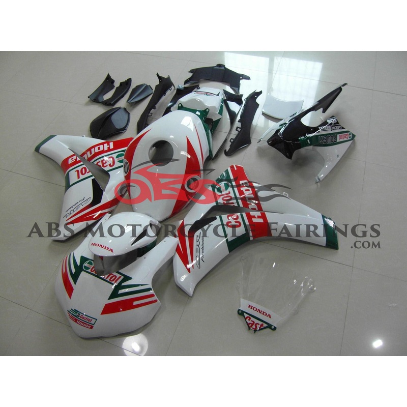 Honda CBR1000RR (2008-2011) White Castrol Race Fairings No Seat Cowl No Bolt Kit No Tank