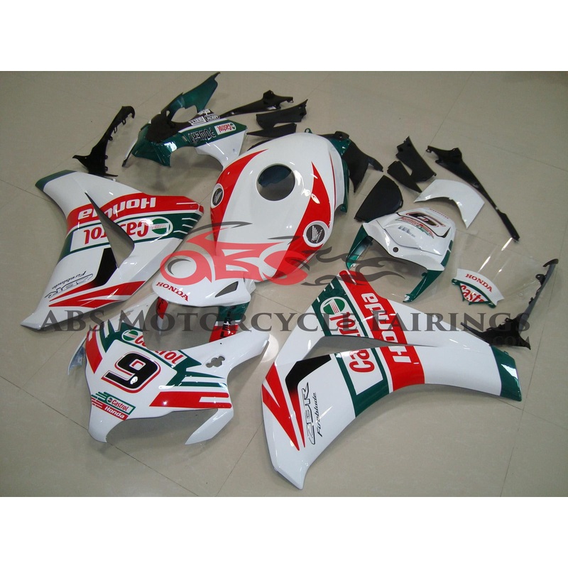 Honda CBR1000RR (2008-2011) White, Red & Green Castrol #9 Fairings No Seat Cowl No Bolt Kit No Tank
