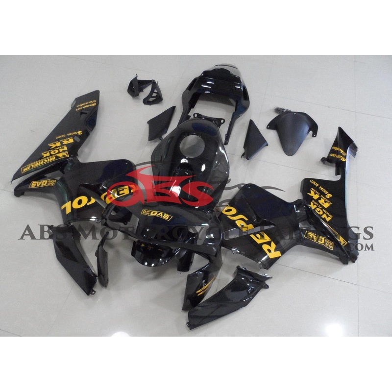 Honda CBR600RR (2003-2004) Black and Yellow REPSOL Fairings No Seat Cowl No Bolt Kit No Tank