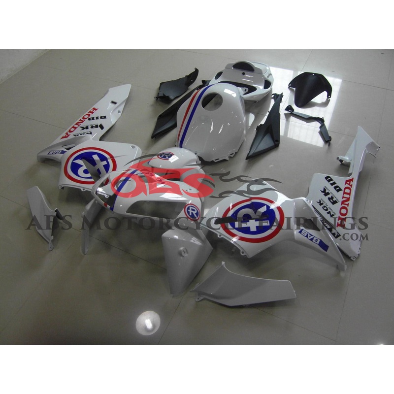 Honda CBR600RR (2005-2006) White, Red & Blue Race Fairings No Seat Cowl No Bolt Kit No Tank