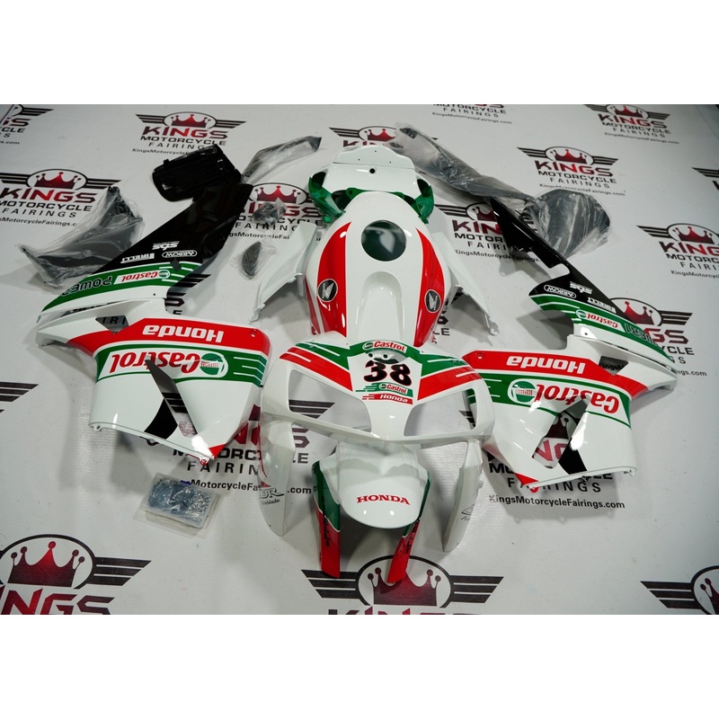 Honda CBR600RR (2005-2006) White, Red & Green Castrol Fairings No Seat Cowl No Bolt Kit No Tank
