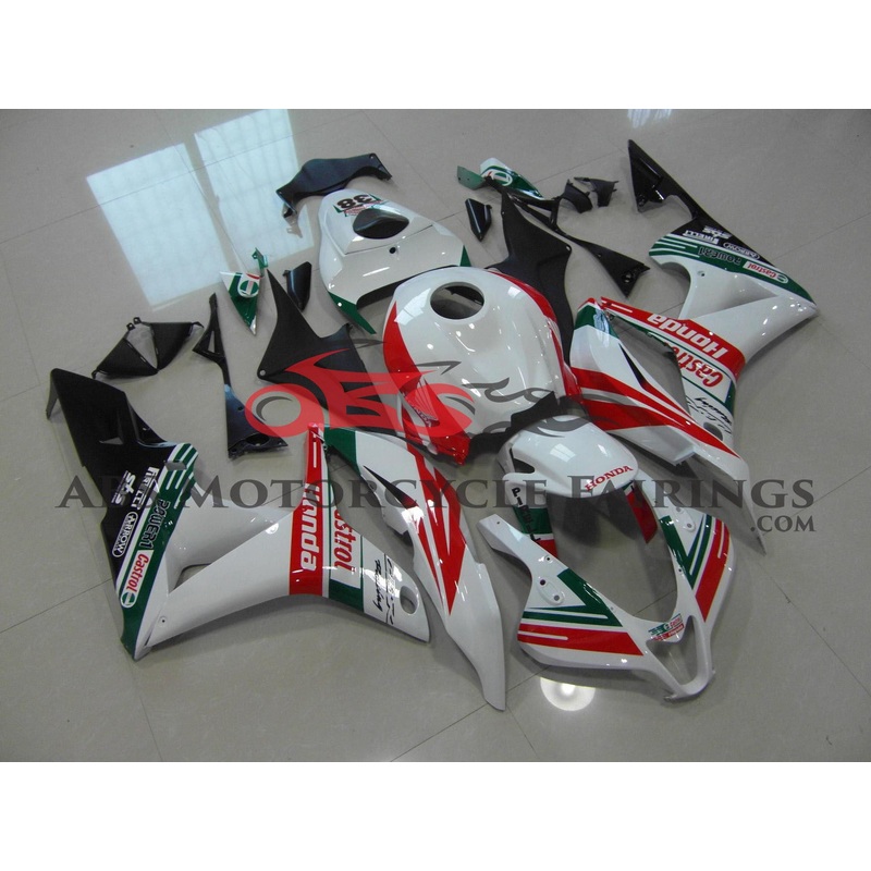 Honda CBR600RR (2007-2008) White, Red & Green Castrol Race Fairings No Seat Cowl No Bolt Kit No Tank