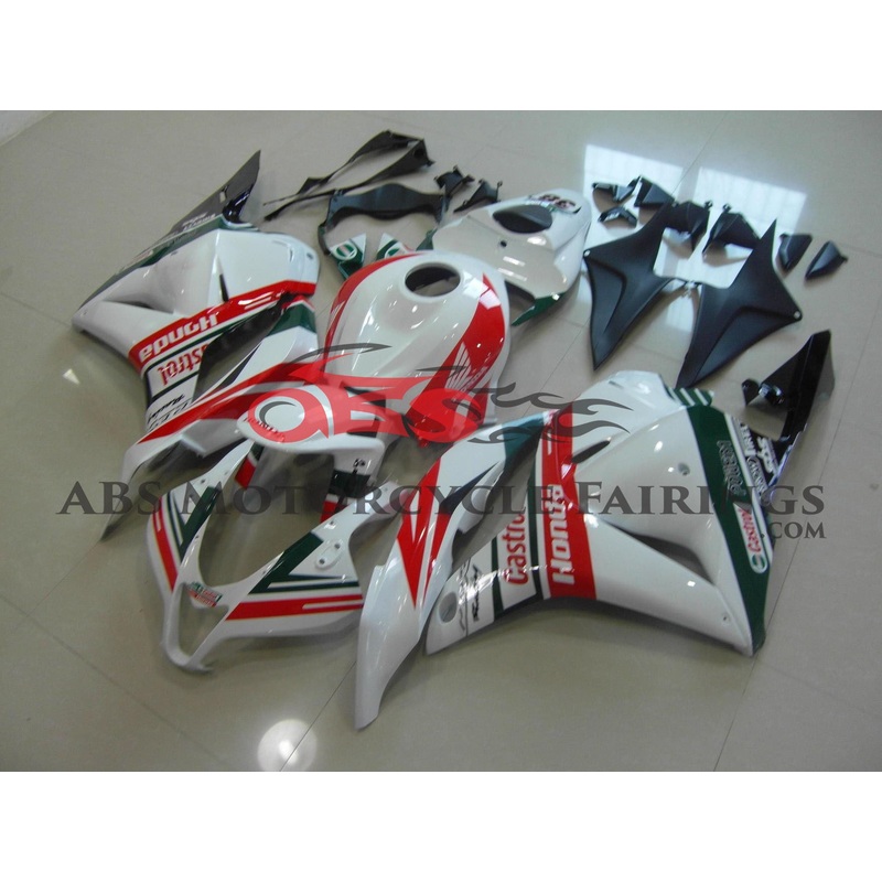Honda CBR600RR (2009-2012) White, Red & Green Castrol Fairings No Seat Cowl No Bolt Kit No Tank