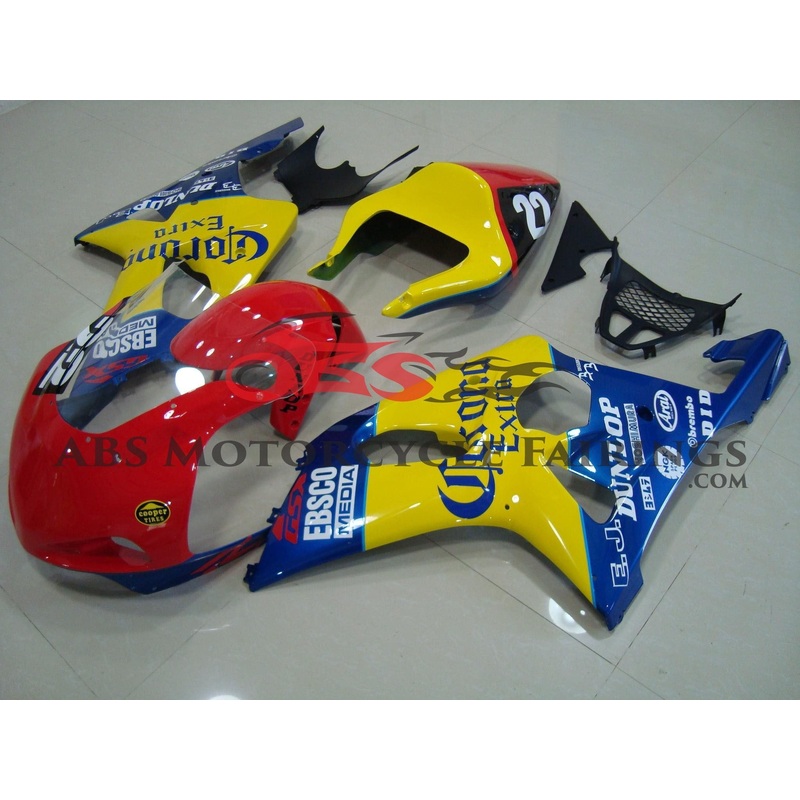 Suzuki GSXR1000 (2000-2002) Red, Yellow & Blue Corona Race Fairings No Seat Cowl No Bolt Kit No Tank Cover