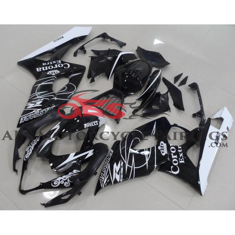 Suzuki GSXR1000 (2005-2006) Black & White Corona Fairings No Seat Cowl No Bolt Kit No Tank