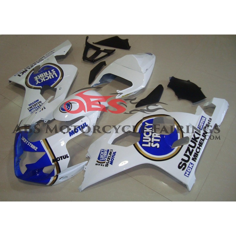Suzuki GSXR600 (2004-2005) White & Blue Lucky Strike Fairings No Seat Cowl No Bolt Kit No Tank