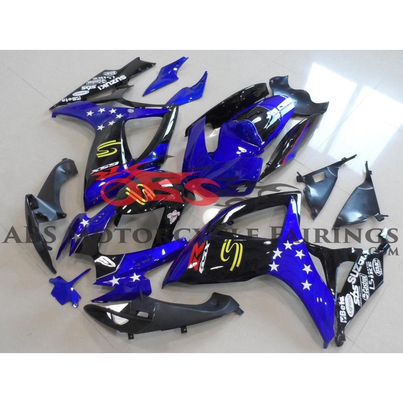 Suzuki GSXR600 (2006-2007) Blue, Black & White Star Fairings No Seat Cowl No Bolt Kit No Tank