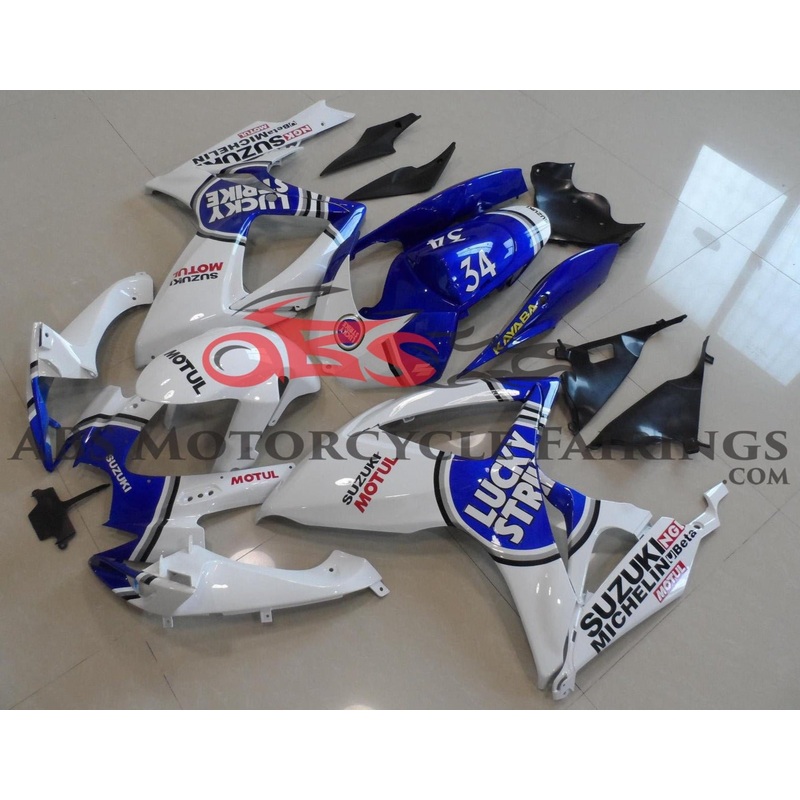 Suzuki GSXR600 (2006-2007) White & Blue Lucky Strike Fairings No Seat Cowl No Bolt Kit No Tank