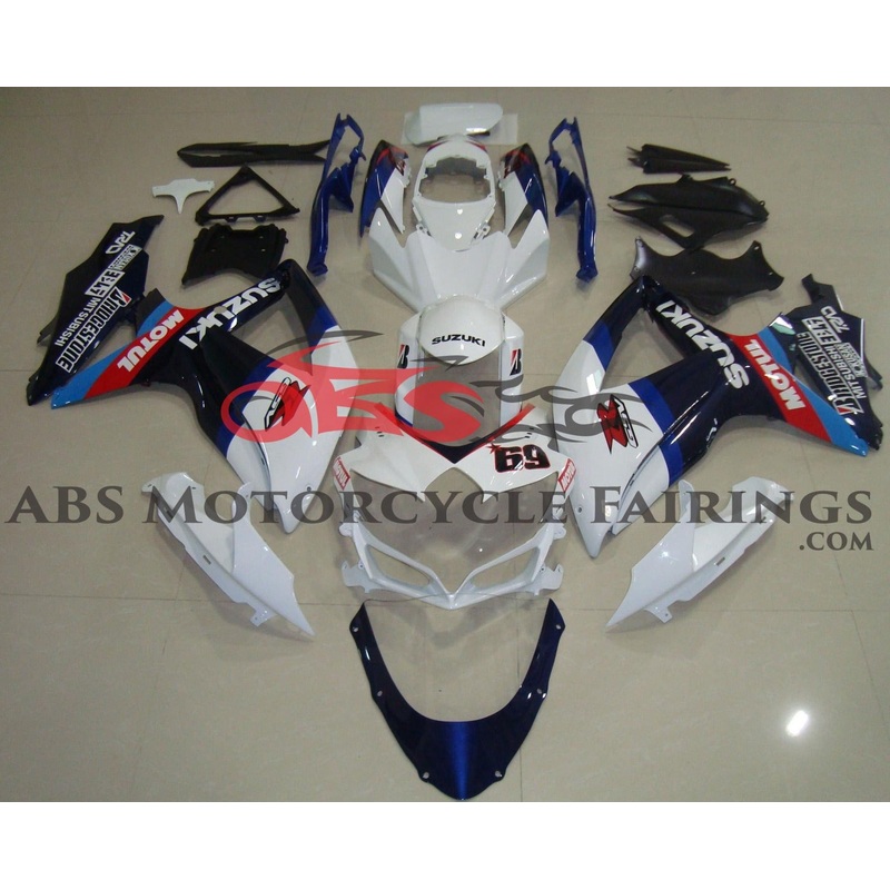 Suzuki GSXR600 (2008-2010) White & Blue #69 Fairings No Seat Cowl No Bolt Kit No Tank