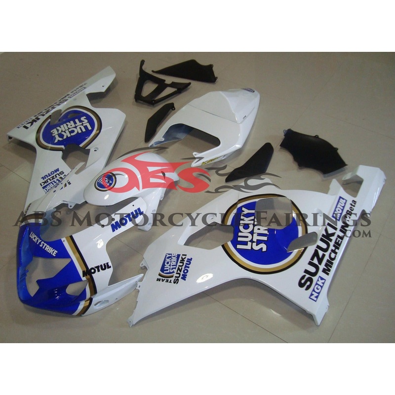 SUZUKI GSXR750 (2004-2005) White & Blue Lucky Strike Fairings No Seat Cowl No Bolt Kit No Tank