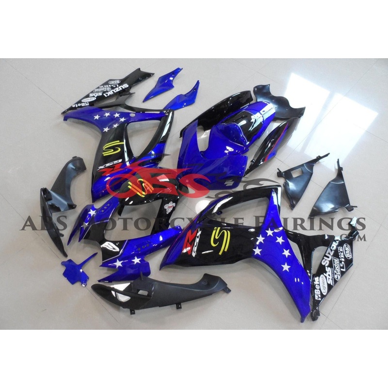 Suzuki GSXR750 (2006-2007) Blue, Black & White Star Fairings No Seat Cowl No Bolt Kit No Tank