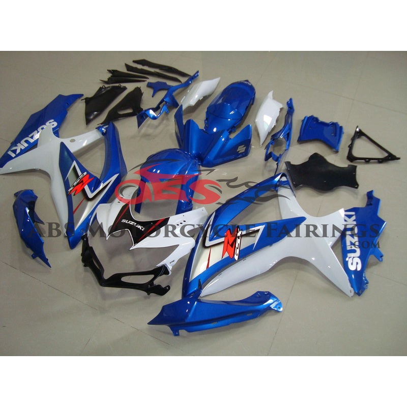 Suzuki GSXR750 (2008-2010) White Gloss, Blue Fairings No Seat Cowl No Bolt Kit No Tank