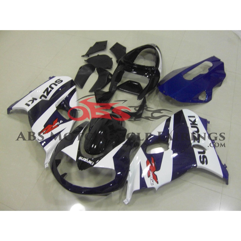 Suzuki TL1000R (1998-2003) Black, White & Dark Blue Fairings Clear Windscreen: Free No Bolt Kit No Tank Cover