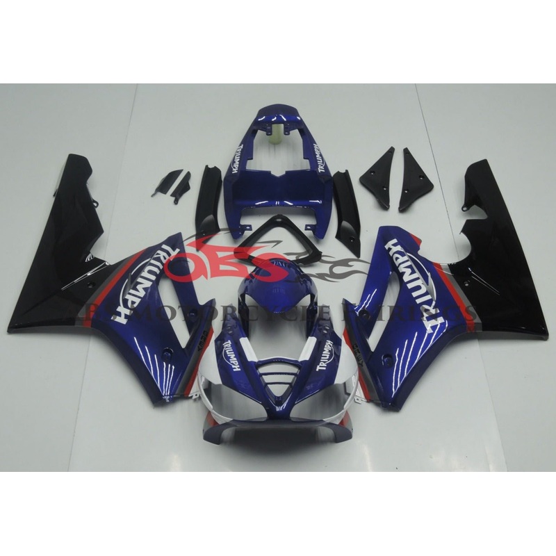 Triumph Daytona 675 (2006-2008) Blue, Black & Red Fairings Clear Windscreen: Free No Bolt Kit