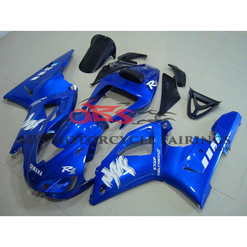 Yamaha YZF-R1 (1998-1999) Blue Exup DeltaBox Fairings Clear Windscreen: Free No Seat Cowl No Bolt Kit