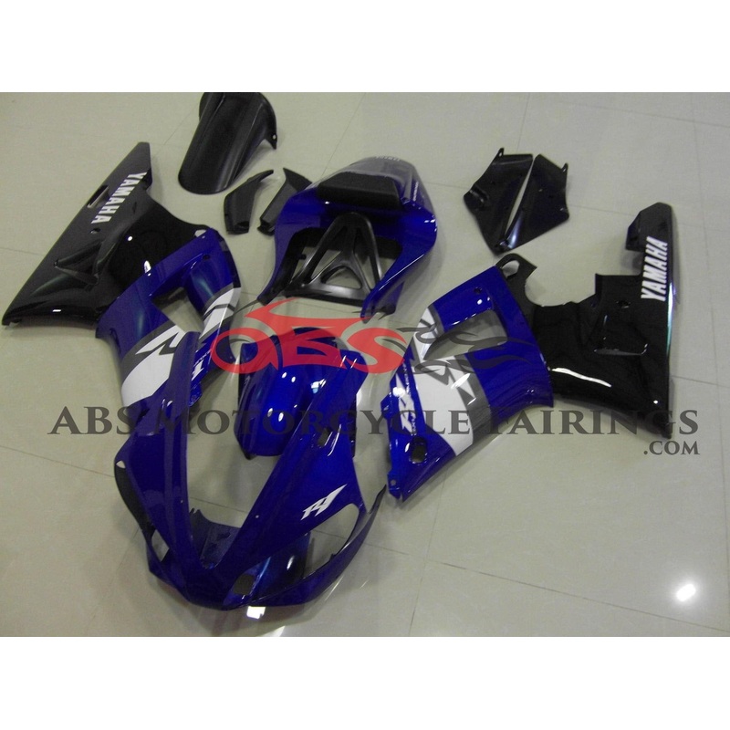 Yamaha YZF-R1 (2000-2001) Blue & Black Fairings Clear Windscreen: Free No Seat Cowl No Bolt Kit