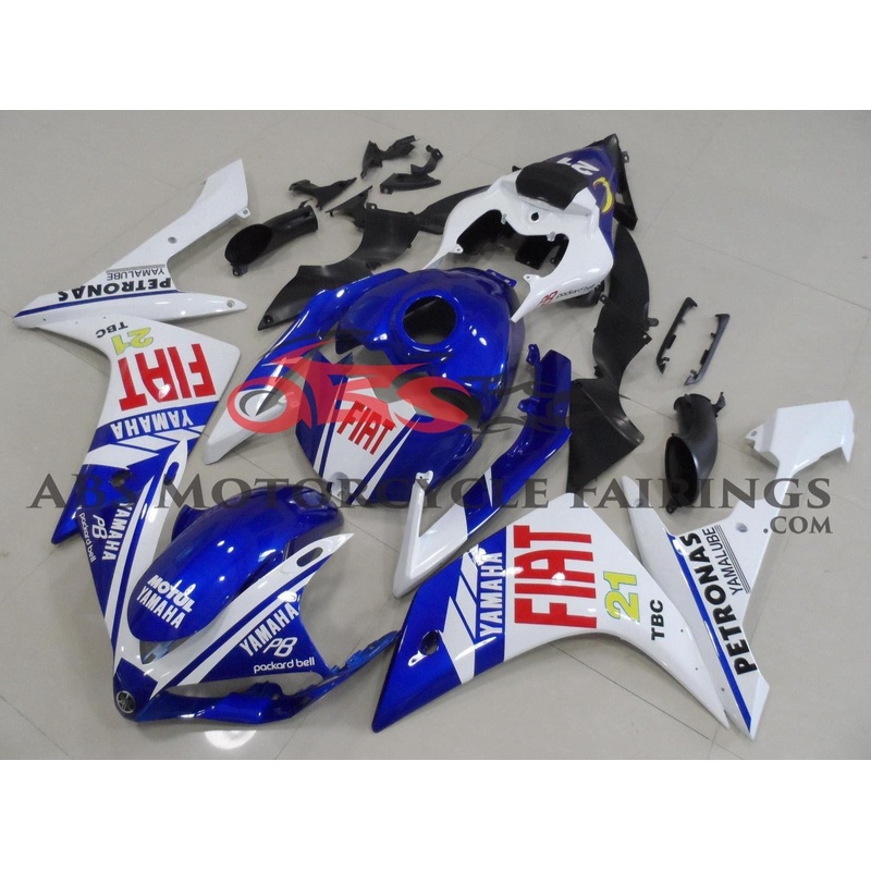 Yamaha YZF-R1 (2007-2008) Blue, White & Red FIAT #21 Fairings No Seat Cowl No Bolt Kit No Tank