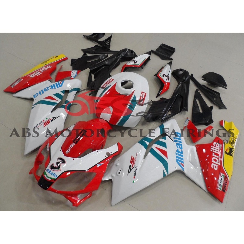 Aprilia RS125 (2006-2011) White, Red #3 Fairings Clear Windscreen: Free No Bolt Kit No Tank