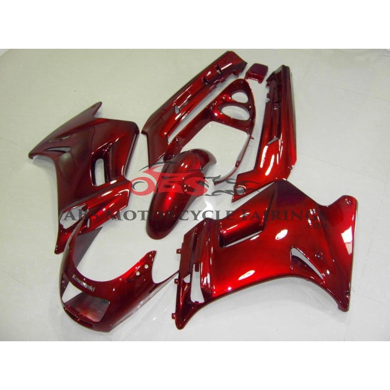 Candy Red Fairing Kit for a 1990-2009 Kawasaki ZZR250 All Gloss Red Clear (Injection Mold) Select Bolt Kit