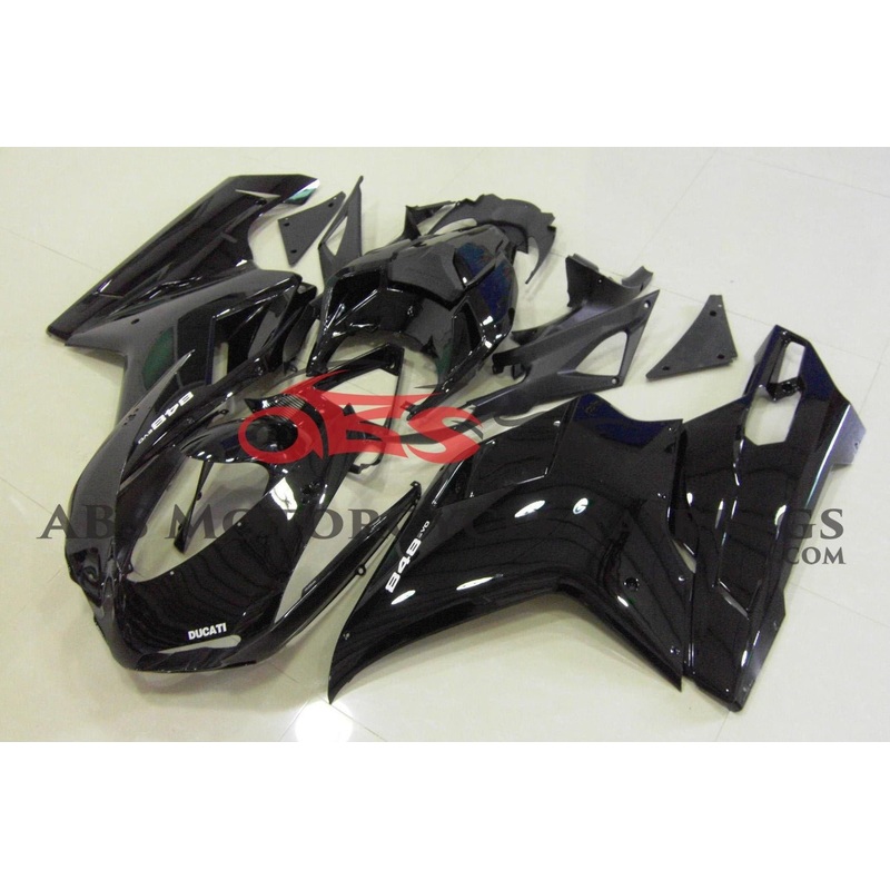 Ducati 1098 (2007-2012) Black Fairings Clear Windscreen: Free No Seat Cowl No Bolt Kit