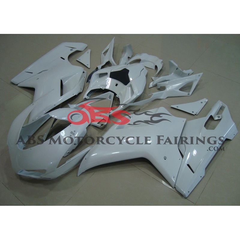 Ducati 1098 (2007-2012) White Fairings Clear Windscreen: Free No Seat Cowl No Bolt Kit